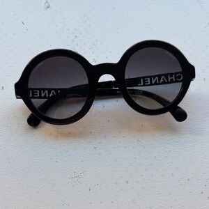 Channel black round glasses